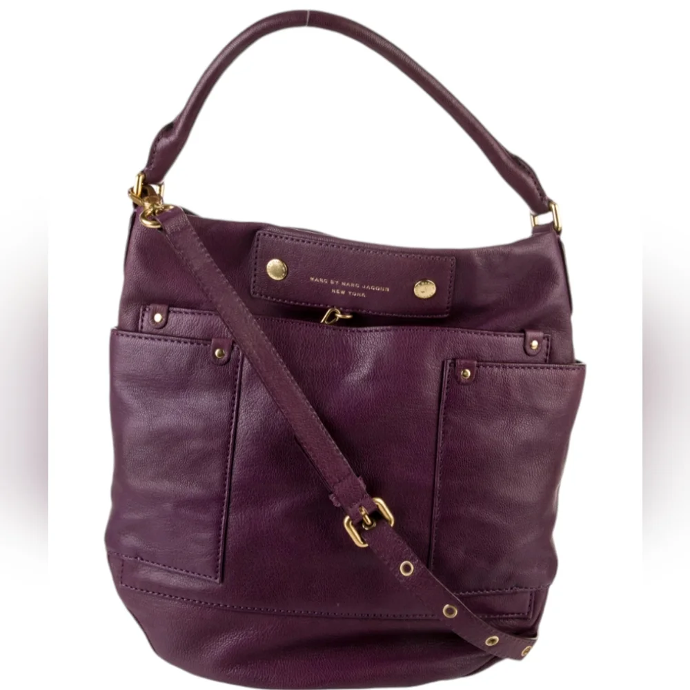 MARC by Marc Jacobs Purple Maroon Leather Preppy Leather Hobo Bag